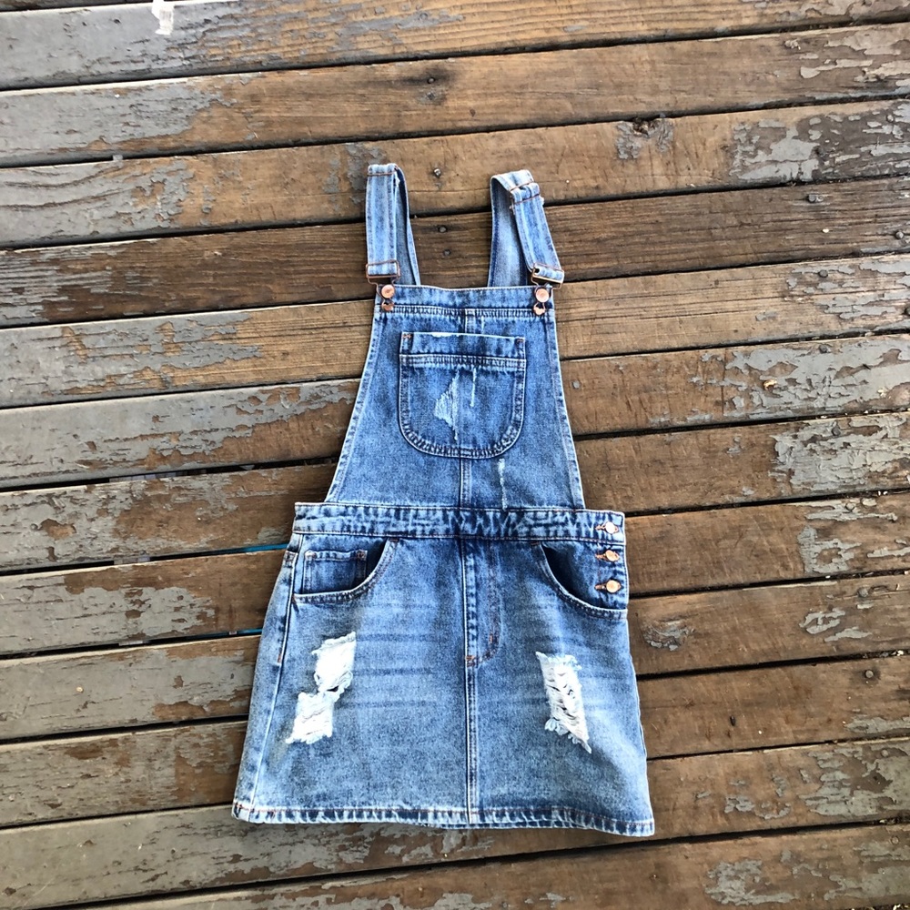 Denim skirt overalls
